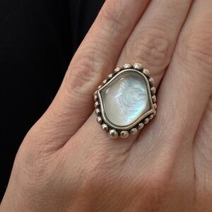 Lagos silver and white mother of pearl ring *Size 5*